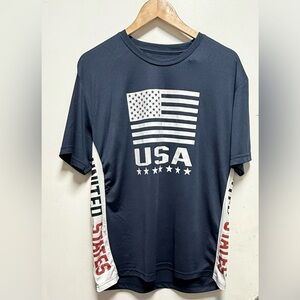 USA Flag Graphic Men's T-Shirt - Navy Size XL